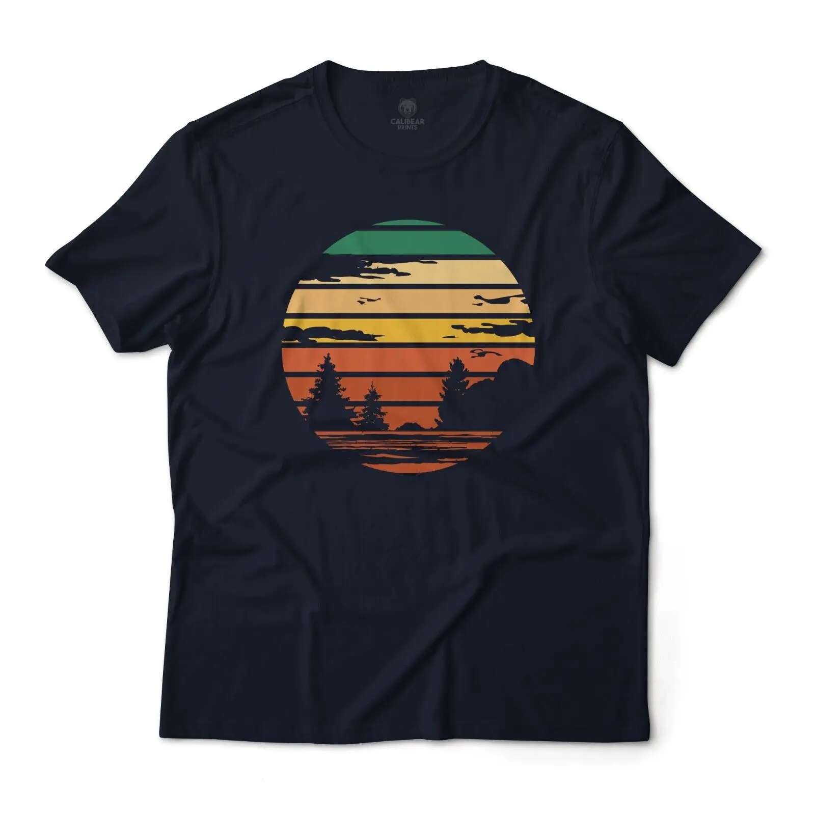 

Retro Sunset Lake Landscape Aesthetic Graphic T-Shirt Lightweight Cotton Tee