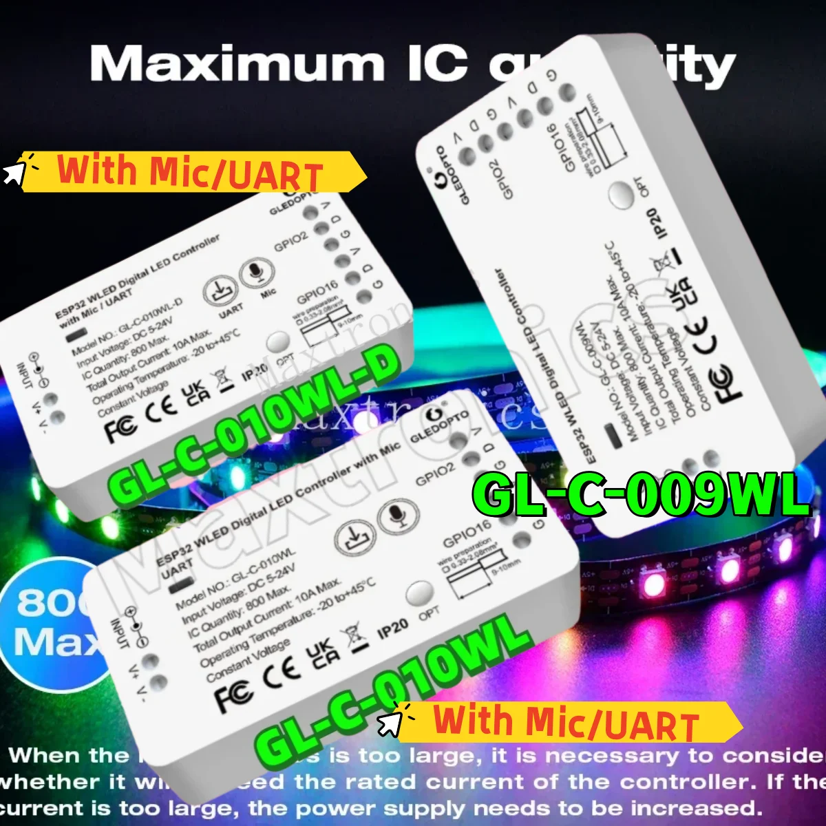 

Музыкальные режимы ESP32 WS2815 WS2811 WS2812Светодиодная лента WLED Светодиодный контроллер GL-C-009WL/GL-C-010WL/GL-C-010WL-D для SK6812 TM1814 WS2813