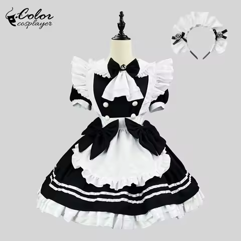 Color Cosplayer Medieval Maid Dress Suit Black Vintage Lolita Anime Cosplay Costume Butler Wear Carnival European Clothing
