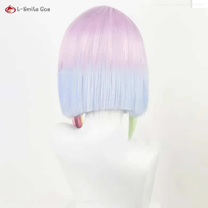 2025 45cm Short Cosplay Lucy Gradient/Dyeing Color Heat Resistant Synthetic Hair Women Halloween Party Rebecca Wig
