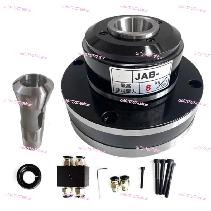 

JAB-15 Front Rotary Collet Clip Air Pressure High Speed Hollow Pneumatic Collet Chuck 2.3KN 0.3-0.7Mpa 4000rpm