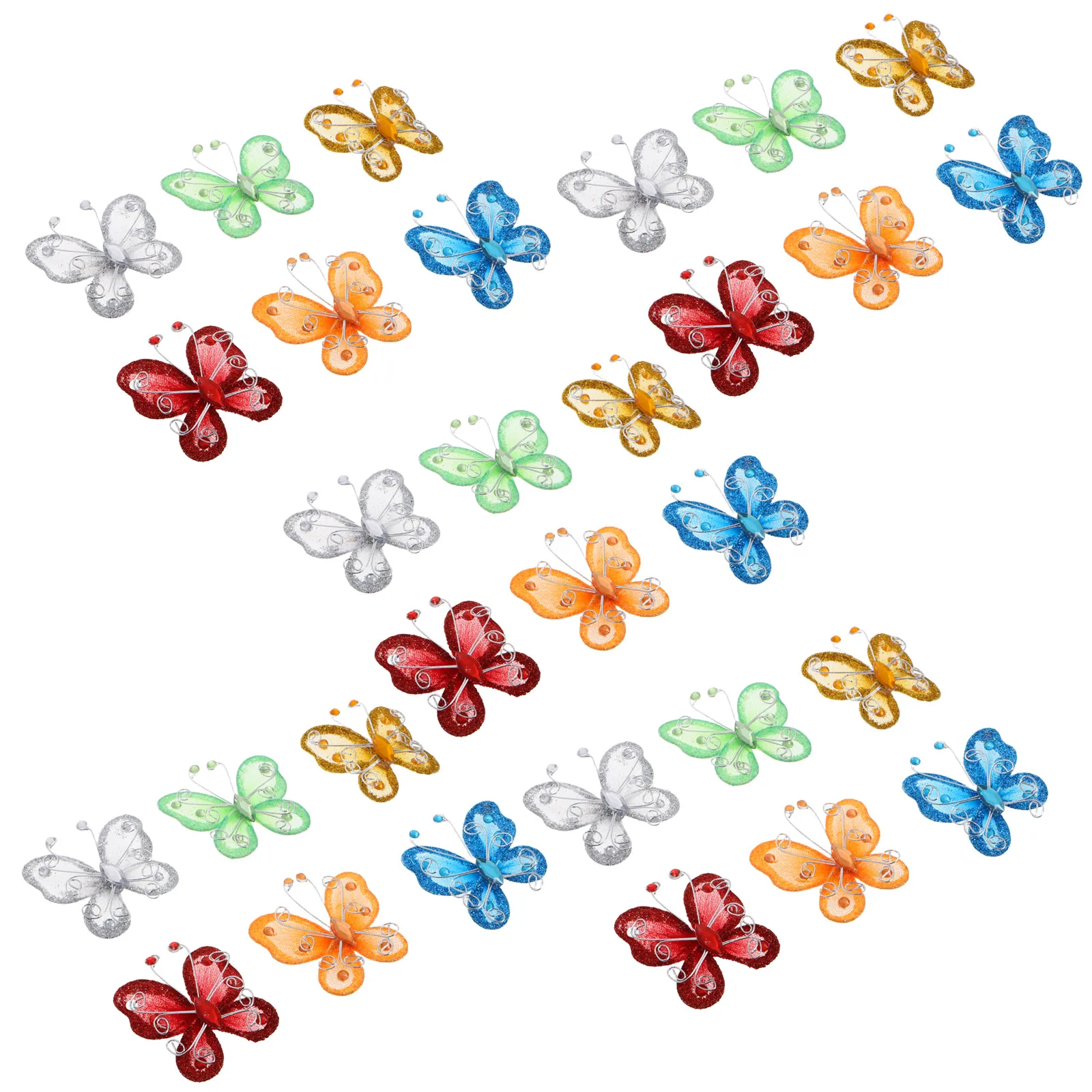 

30 Pcs Butterfly Decoration DIY Clothing Glitter Wire Wedding Scatter Applique Crafts Realistic Appearance Rich Color Variety