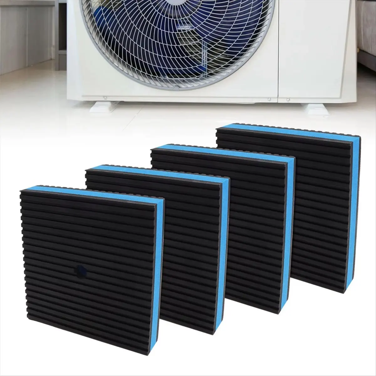 DT34 4pcs Anti-Vibration Pad Heavy Duty Ribbed Rubber Pads for HVAC / Air Compressor / Washer and Dryer / Air Conditioner