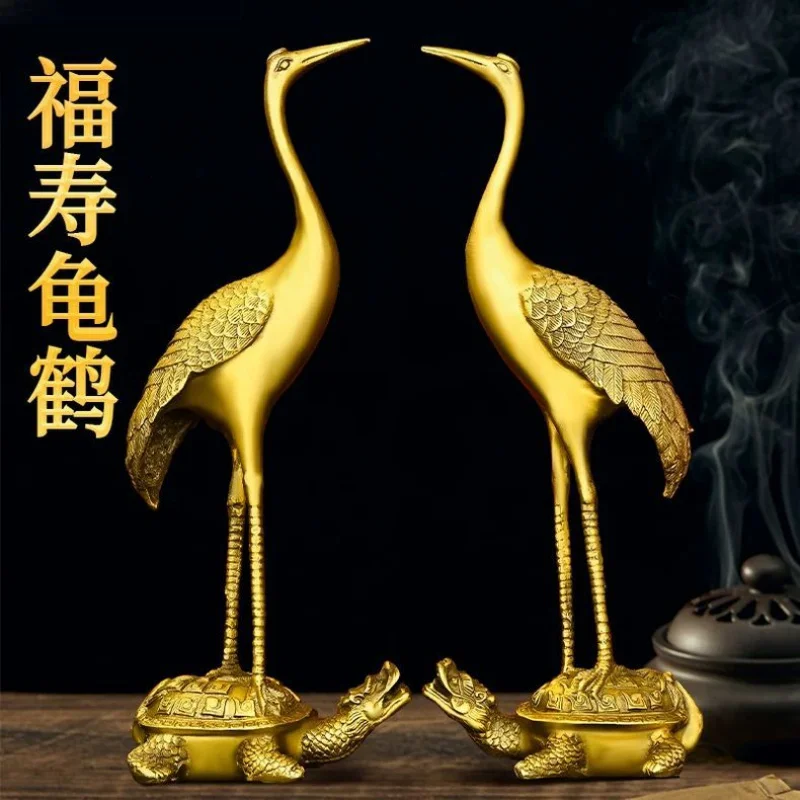 

Copper Crane Ornament Brass Turtle Crane Longevity Single Crane Stepping on Turtle Longevity Turtle Birthday Gift Home Desktop D