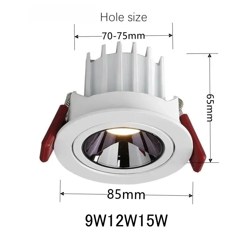 Recessed LED Spot light Anti-glare Downlight Dimmable OSRAM COB CRI 95 Aluminum Ceiling Lamp For Indoor lighting AC110-230V