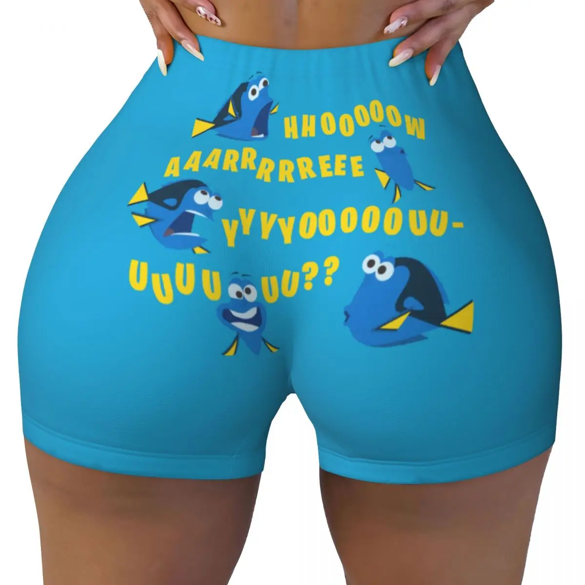 

Custom Finding Dory How Are You Biker Running Gym Shorts Women Athletic Workout Yoga Shorts