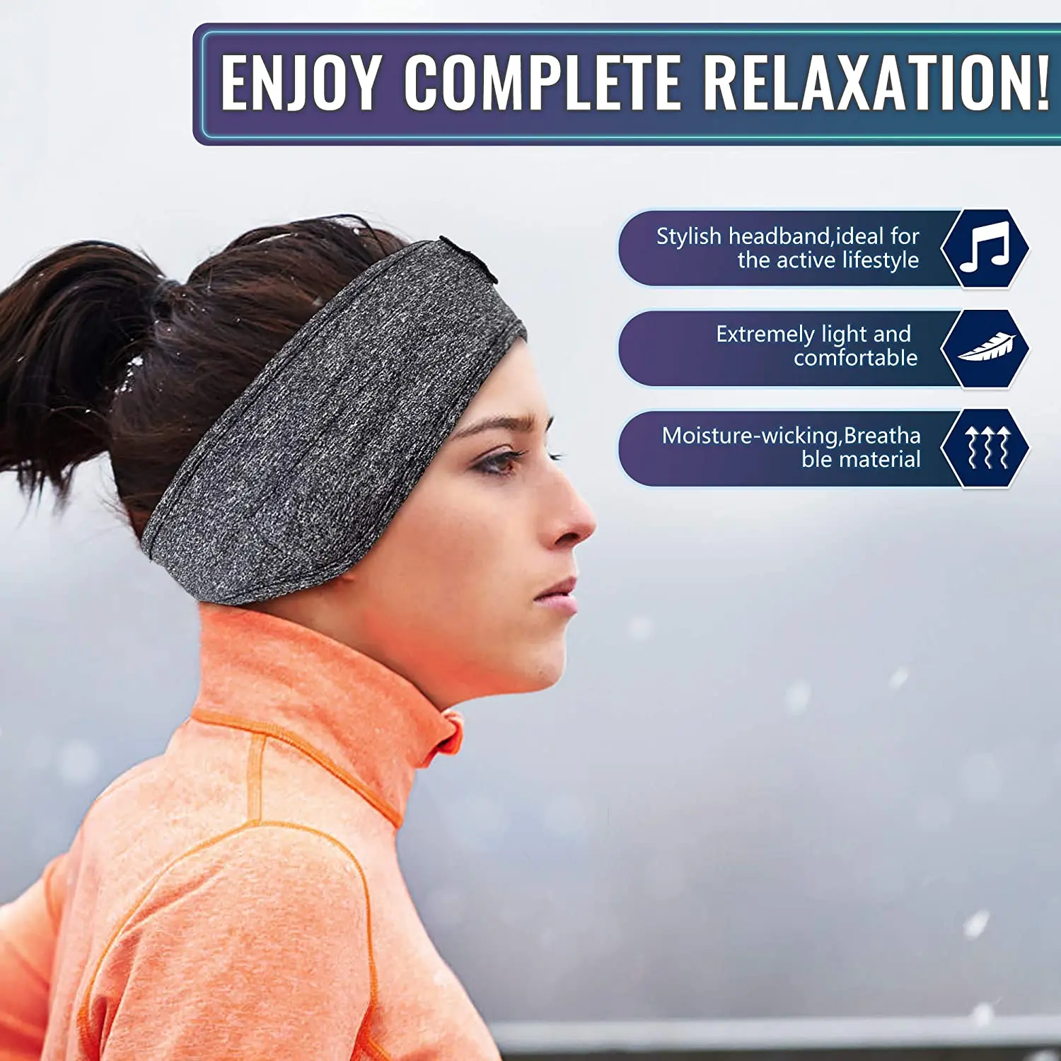 Thin Soft Bluetooth Sports Bandana Headband Elastic Comfortable Music Eye Mask Headband Wireless Bluetooth Sports Yoga Band