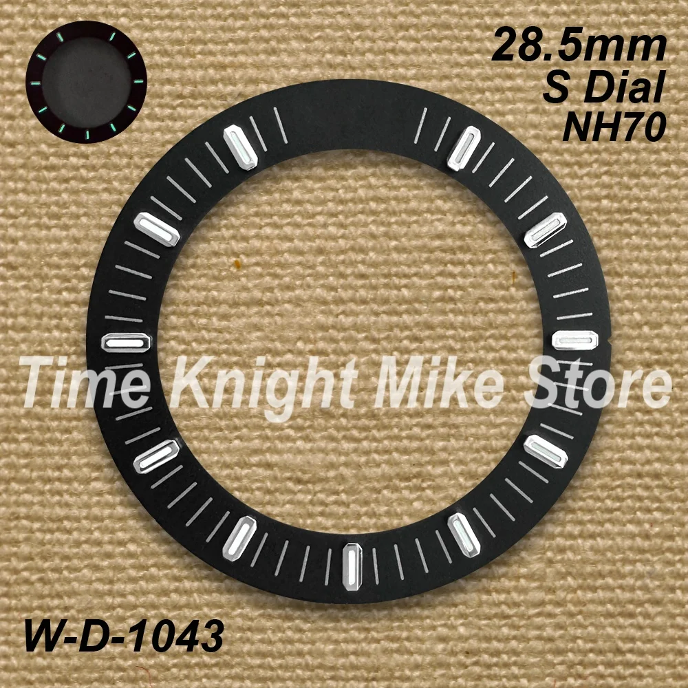 28.5mm Classic Hollow Out S Dial Fit NH70 Movement Green Luminous High-Quality Watch Modification Accessorie