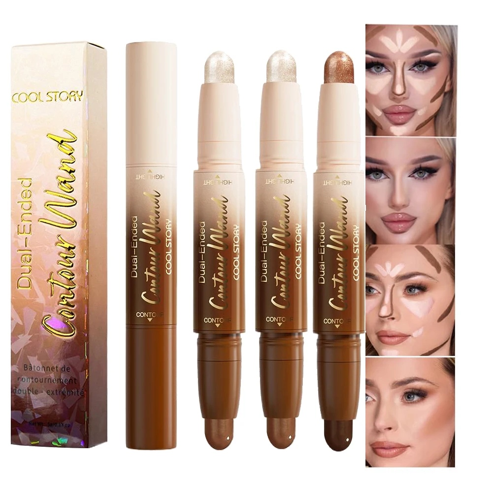 2-in-1 Crème Concealer Stick Gezicht Lichaamsmake-up Waterdicht geen overdracht Neuscontour Bronzer Sticks Gezicht Markeerstift Make-up Pen