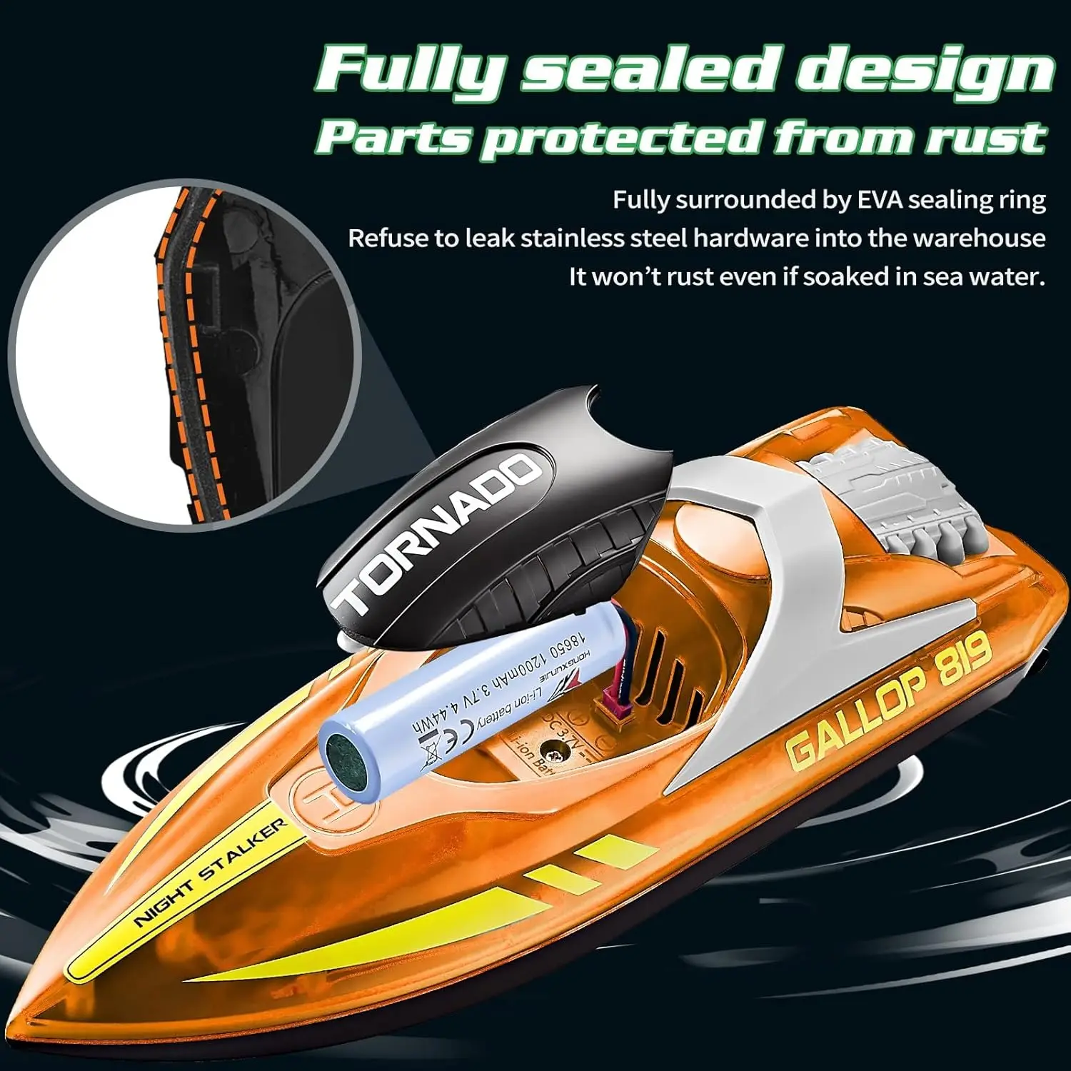 HJ819 RC Battery Boat 2.4Ghz 15km/h High-Speed Remote Control Racing Ship with LED Lights RC Speed Boat Outdoor Pool Toys Gifts
