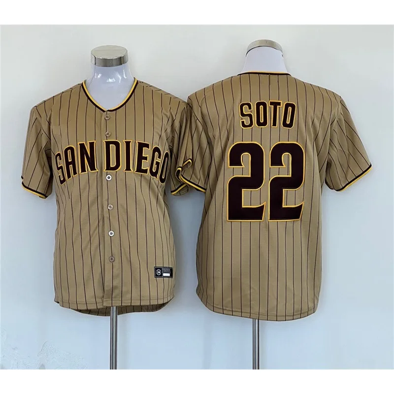 قميص البيسبول للرجال من سان دييغو بادريس إصدار المروحة المطرز للربيع للبالغين من القطن والحرير والبوليستر