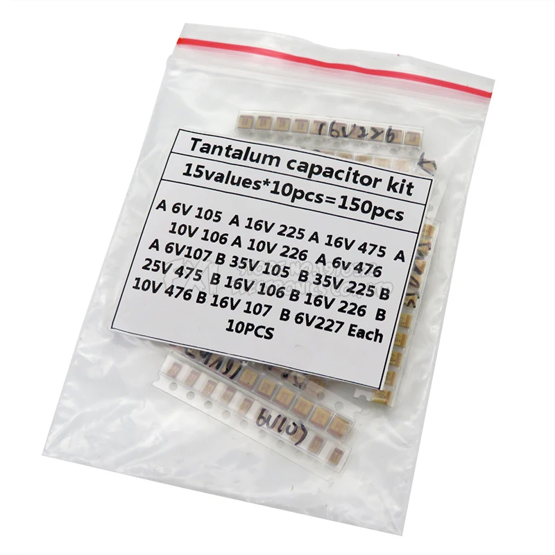 

15Values SMD Tantalum capacitor assortment kit 1uf-220uf A/B Case Tantalum capacitor set 1UF 2.2UF 4.7UF 10UF 47UF capacitors