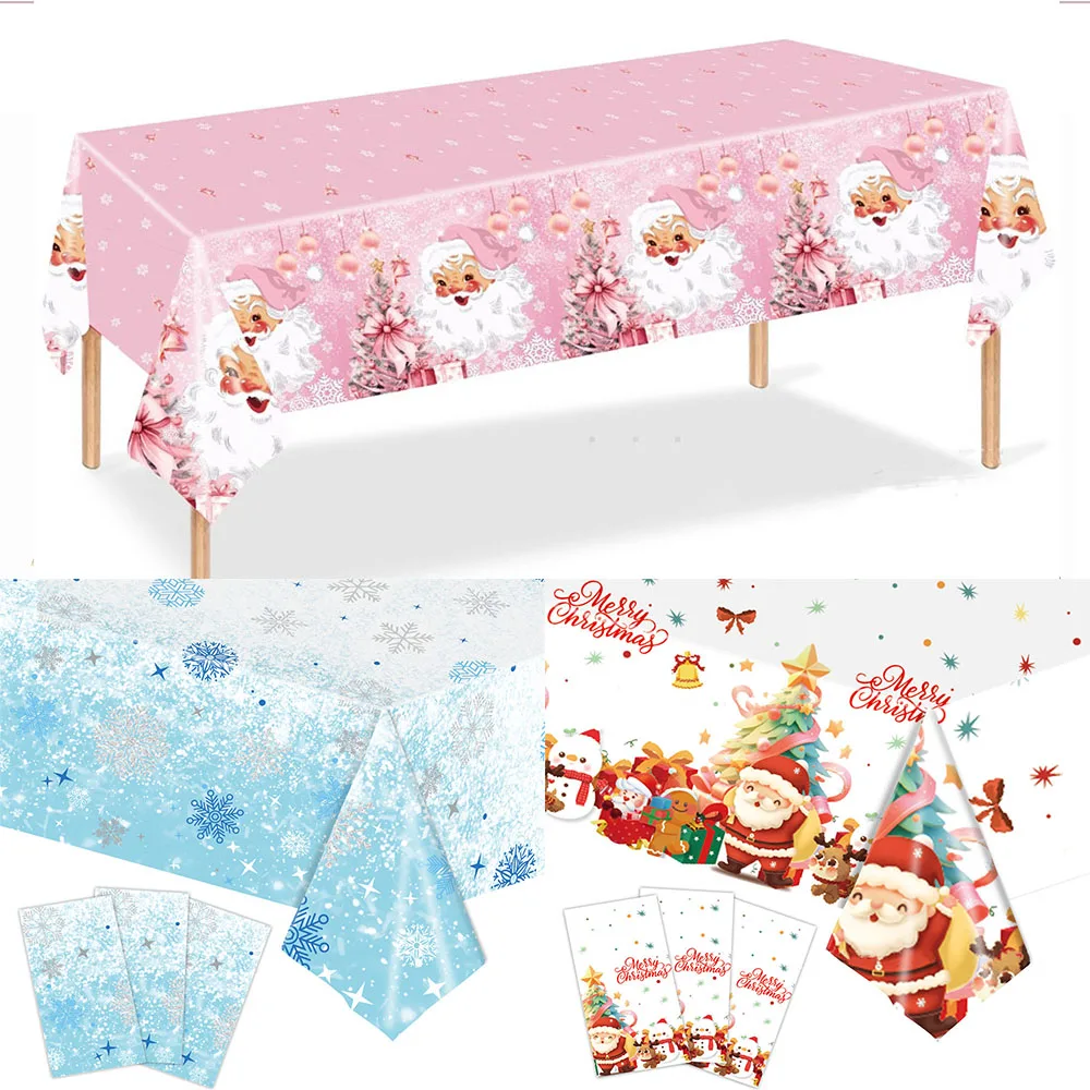 Christmas Tablecloth Merry Christmas Decoration For Home 2024 Xmas Snowflake Tablecloth Navidad Noel Natal New Year 2025