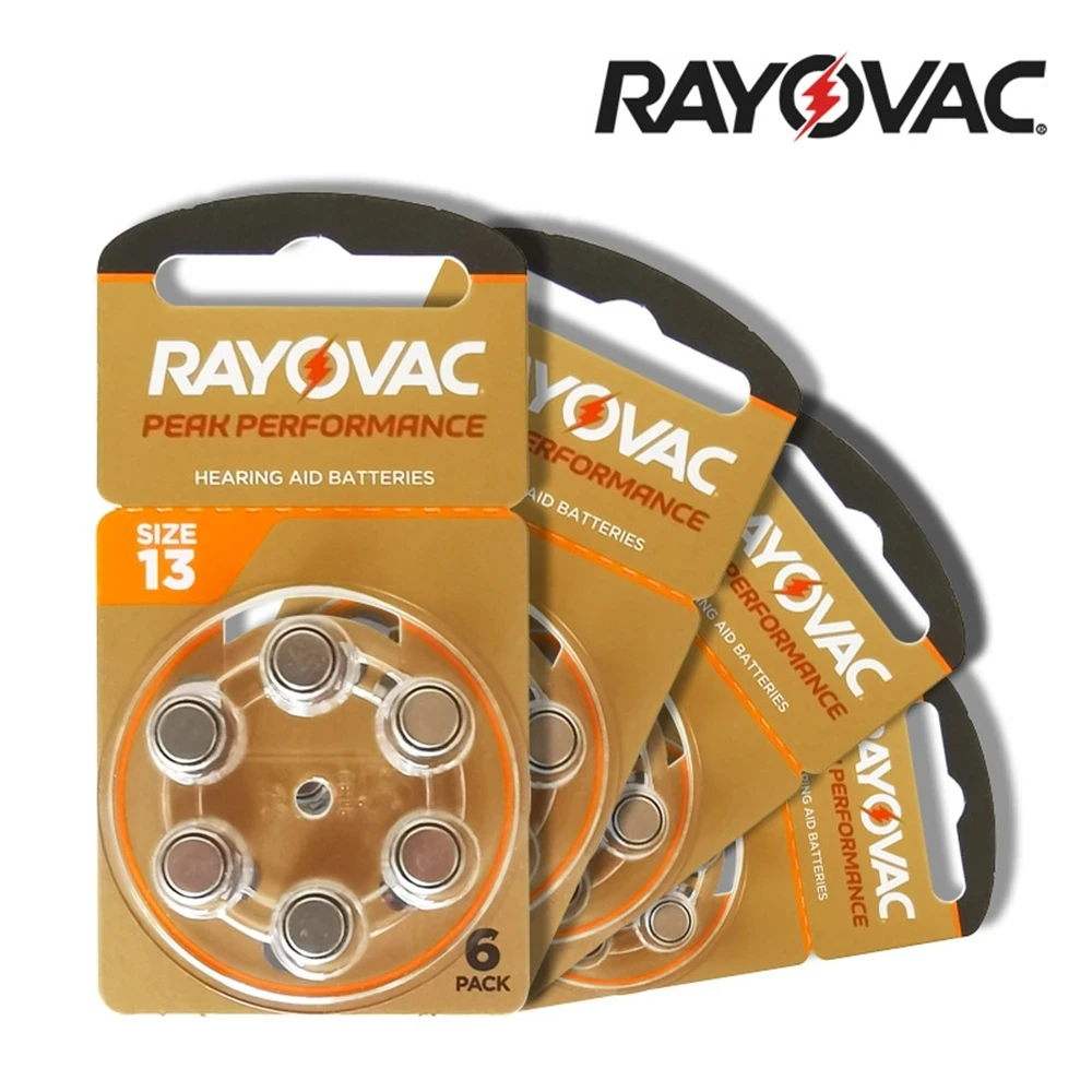 Rayovac-Baterias para Aparelhos Auditivos, Ar de Zinco, 1.45V, Tamanho Máximo A13, 13A, 13 P13, PR48, Bateria para Aparelhos Auditivos para CIC BTE, 6-60 Pcs