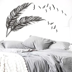Large Feather Print Bird Wall Sticker Baby Nursery Kids Room Animal Feather Wall Decal Playroom Bedroom Decor
