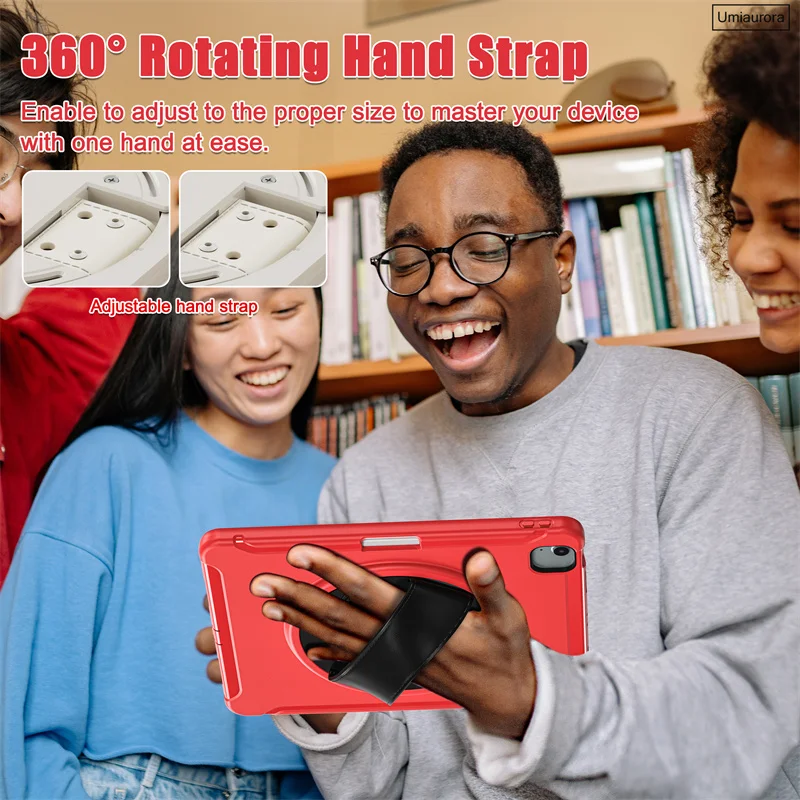 Per IPad Air 10.9 Mini 8.3 "A17 Pro 11 12.9 13 pollici M2 M3 M4 M5 Rotazione Cinghia da polso Del Basamento Tablet Caso Antiurto PC Armatura Funda