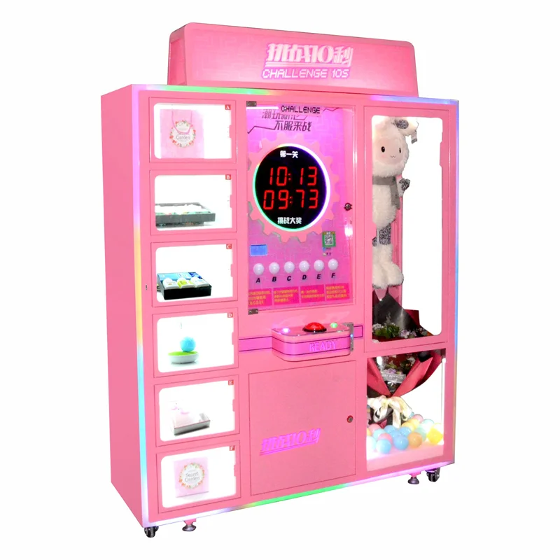 Mini Coin-Operated Metal Claw Machine 10-Second Challenge Prize Vending Game Kid-Friendly Board Bill Acceptor Fun Gift-Oriented