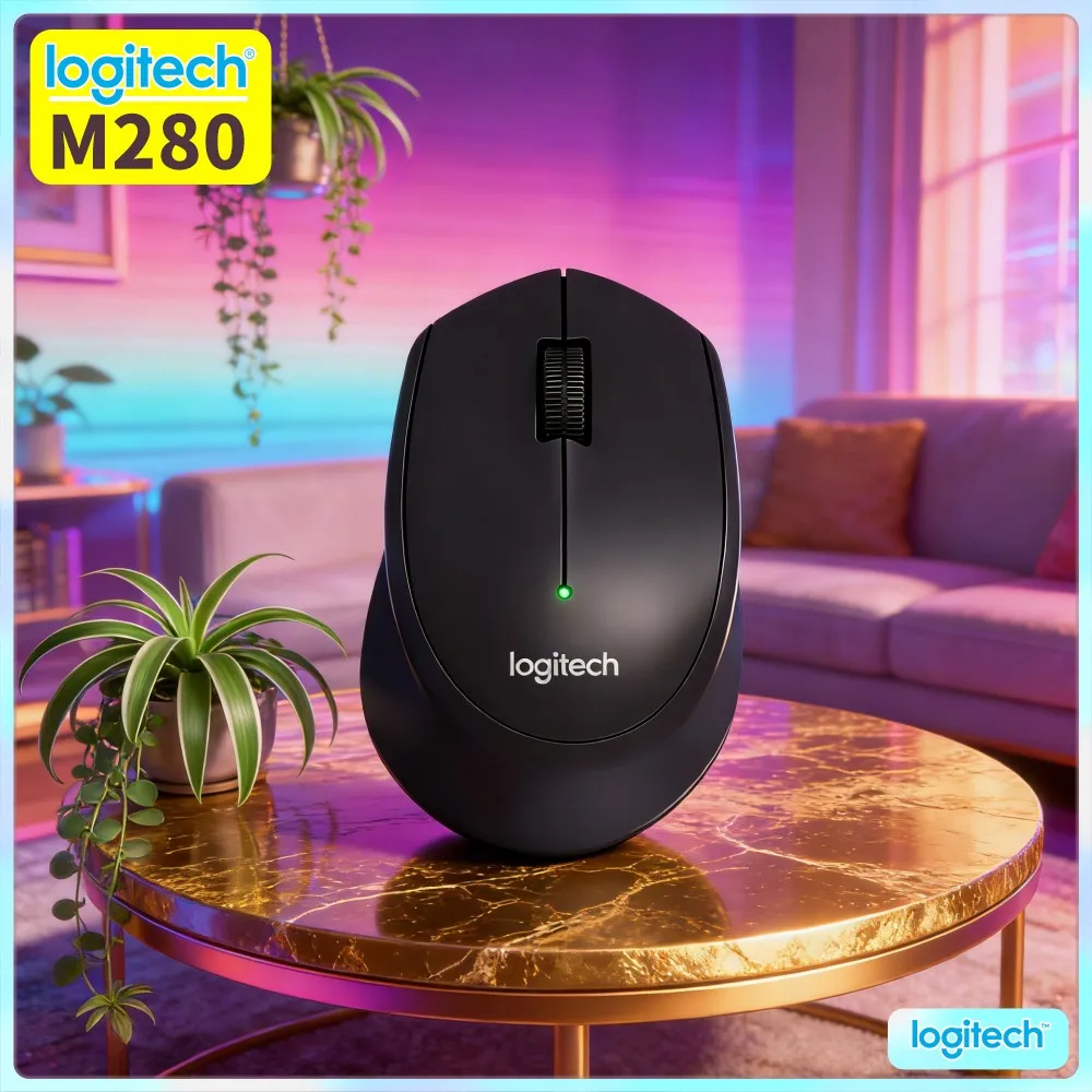 Logitech M280 Ergonomic Wireless Mouse 1000 DPI Optical Tracking 18-Month Battery 10M Range For Study Home Windows