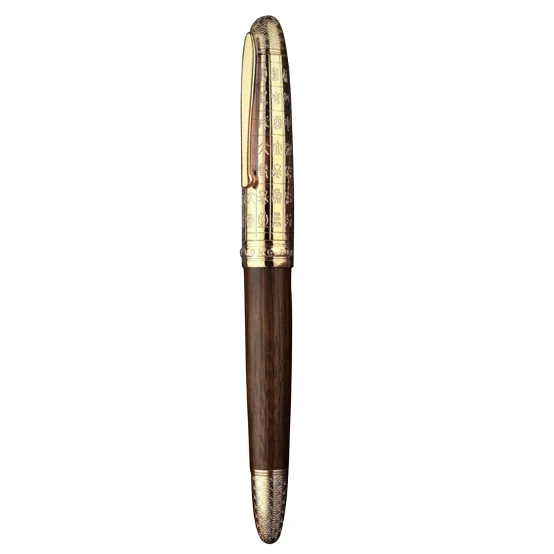 Natural Wood Hongdian6016 Sliver Fountain Pen Retro Beautiful EF/F Nib Oracle Cap Brown Wooden Office Business Writing Gift Pen