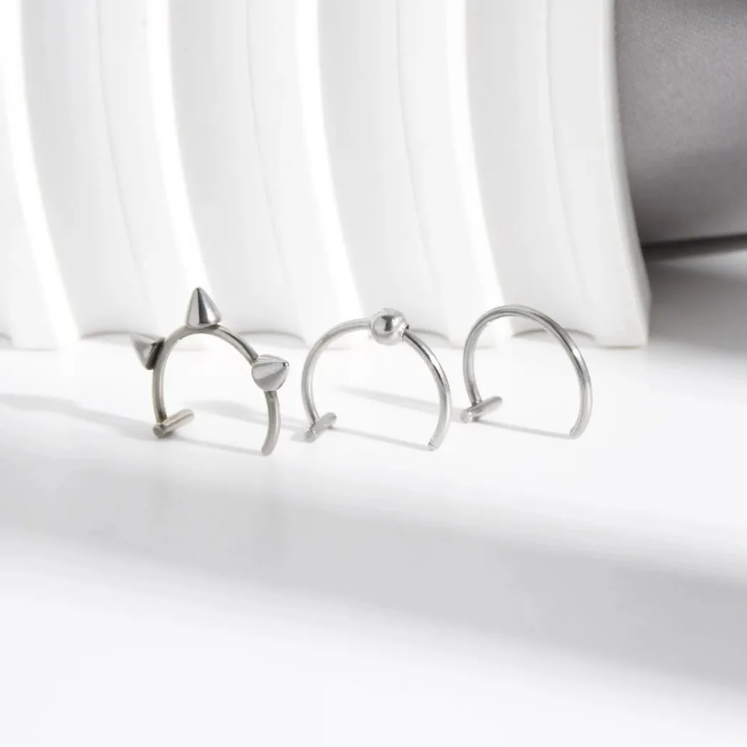 2pcs الفولاذ المقاوم للصدأ وهمية C كليب حلقة الشفاه للمرأة لابرت ثقب أقراط وهمية ثقب الأنف للمرأة مجوهرات الجسم غير ثقب