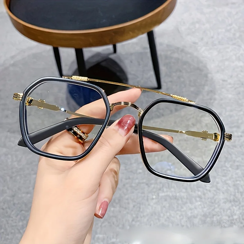 Klassische quadratische Anti-Blaulicht-Brille zum Lesen von Büchern, Vintage-Brille für Damen und Herren, Korrektionsbrille, Computerbrille – Detail 3