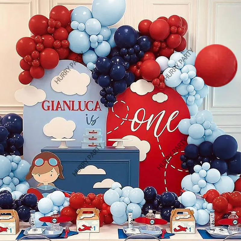 121pcs Balloons Garland Arch Kit Red Blue Balloon Anniversary Party Decoration Baby Shower Baby Birthday Party Supplies