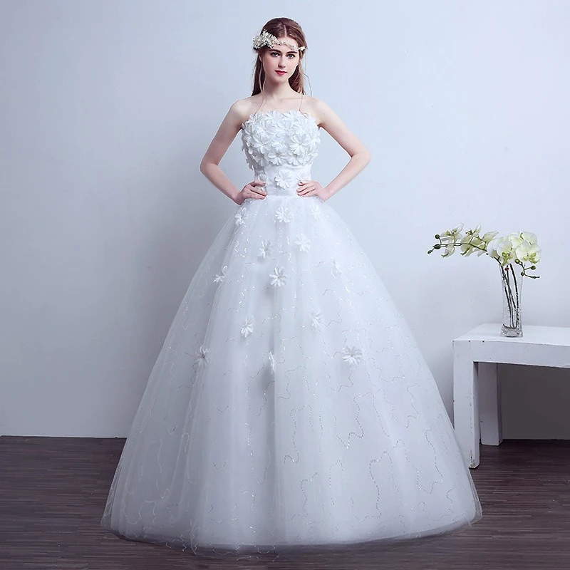 

Элегантные свадебные платья женские белые без бретелек аппликация беременные женщины блестящая принцесса длиной до пола плюс размер бальное платье невесты