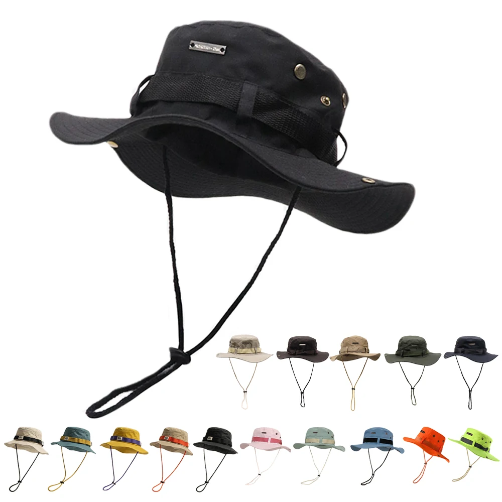 

Multicolor Tactical Bucket Hat Military Cap Camouflage Panama Hats Men Outdoor Sports Sun FishingHiking Hunting Caps панама 60CM