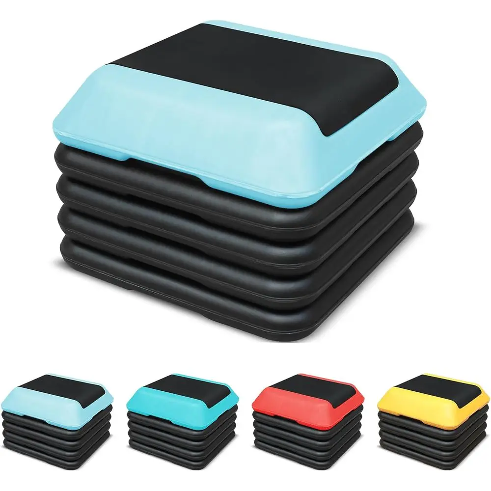 

16x16 Exercise Step Platform with 4 Risers, Adjustable Height 4-6-8-10-12 Workout Stepper or Home Gym