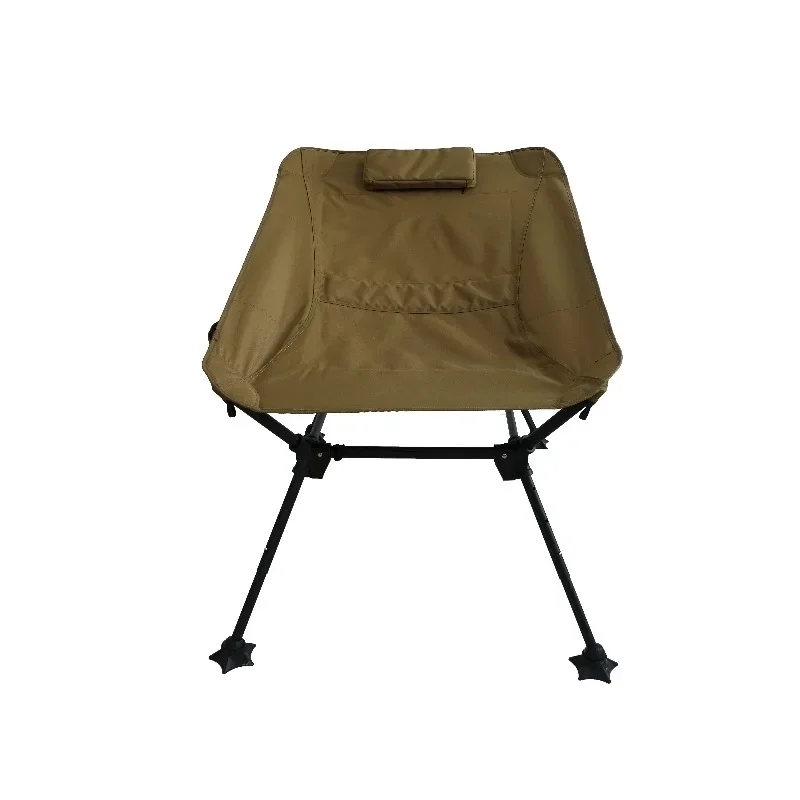 Compact aluminum camping hiking folding fishing chair with pillow and side pocket