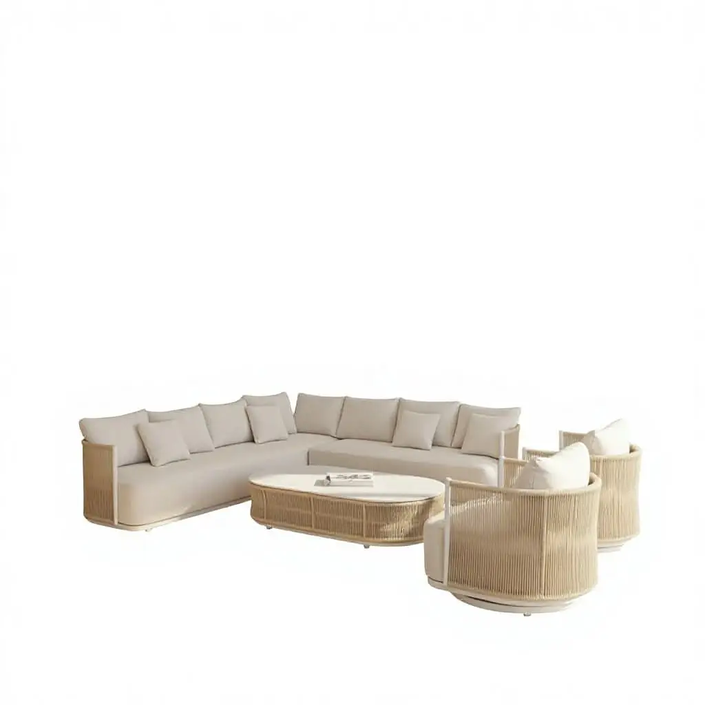 

Luxury Modern L Shape Outdoor Sofa Set Aluminum Frame Garden Furniture Hotel Patio Villa Resort Outdoor Furniture