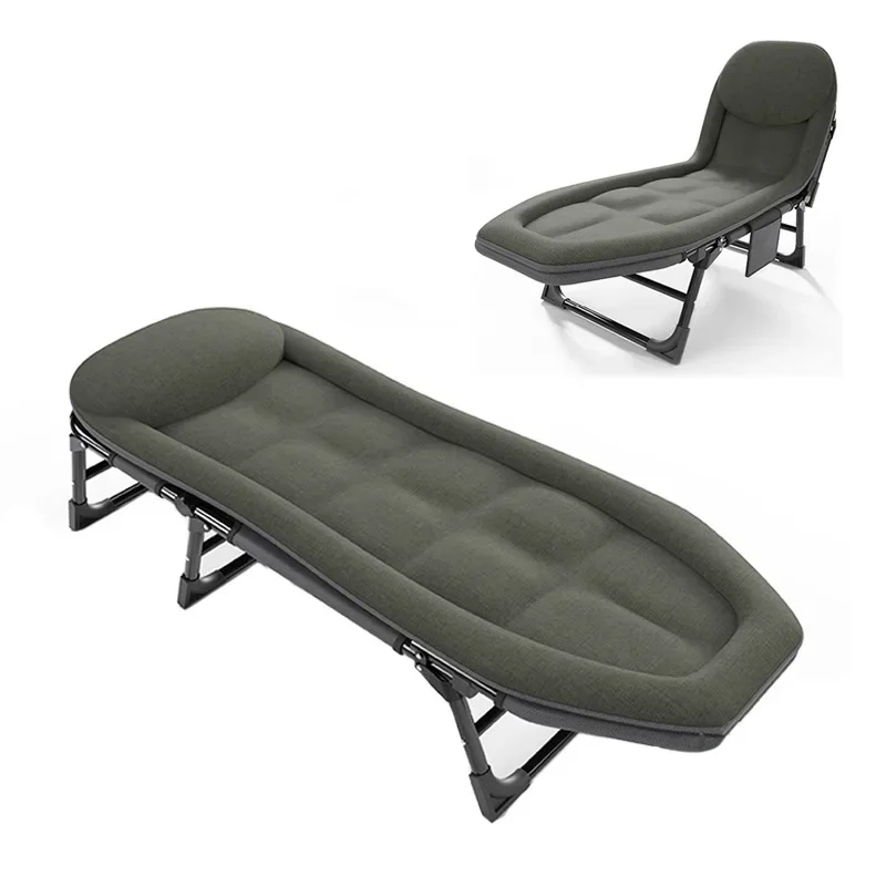 American-style Single Nap Folding Bed Office Recliner Folding Lounger Simple Portable Escort Camp Bed Lightweight Night Bed