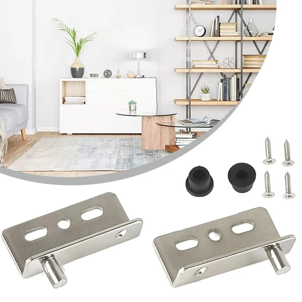 2pcs/4pcs Iron Right Angle Pivot Hinge Set For Wooden Doors  Furniture Cabinets Installation With Screws Plastic Covers