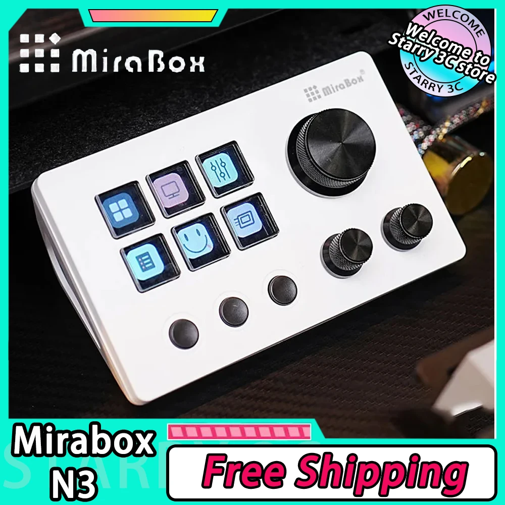 Mirabox N3 Desktop Controller 3 Multifunctional Knob Mini Keyboard Webcast PS Music Console Office PC Gaming Accessories Gifts