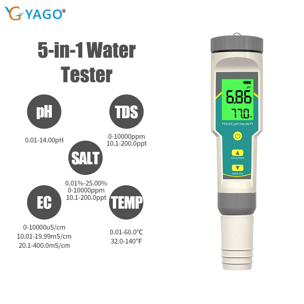 

Многофункциональный тестер Ph/EC/TDS/солености/температуры тестер качества воды для аквариума