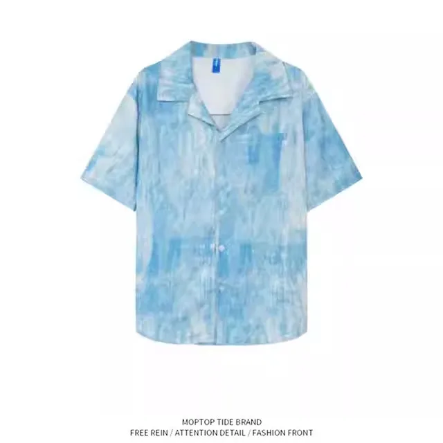 

Casual Loose Men's Short Sleeve Shirt Tie Dye Fashionable Youthful Summer Outerwear Standard Fit Polyester Fiber Non-Ironed