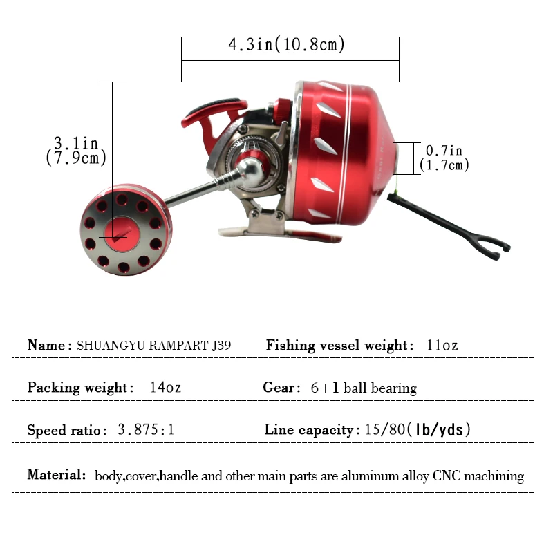 J39 Full Metal Fishing Reel Inner Line Closed Wheel Slingshot Compound Bow Special Fishing Reel 3.8:1 Speed Ratio Two-color