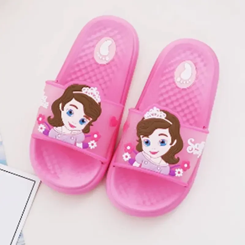 Summer Baby Boys Girl Slippers Cartoon Spiderman Elsa Buzz Lightyear Sofia Print Kid Indoor Soft Anti-Skid Beach Shoes Flip Flop