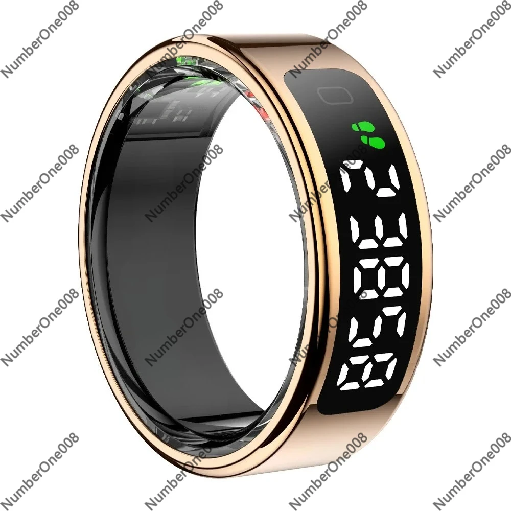 R11 Smart Ring with Display Screen, Touch Health Manager Fitness Tracker, Wireless Charging 5ATM Waterproof for Men Women