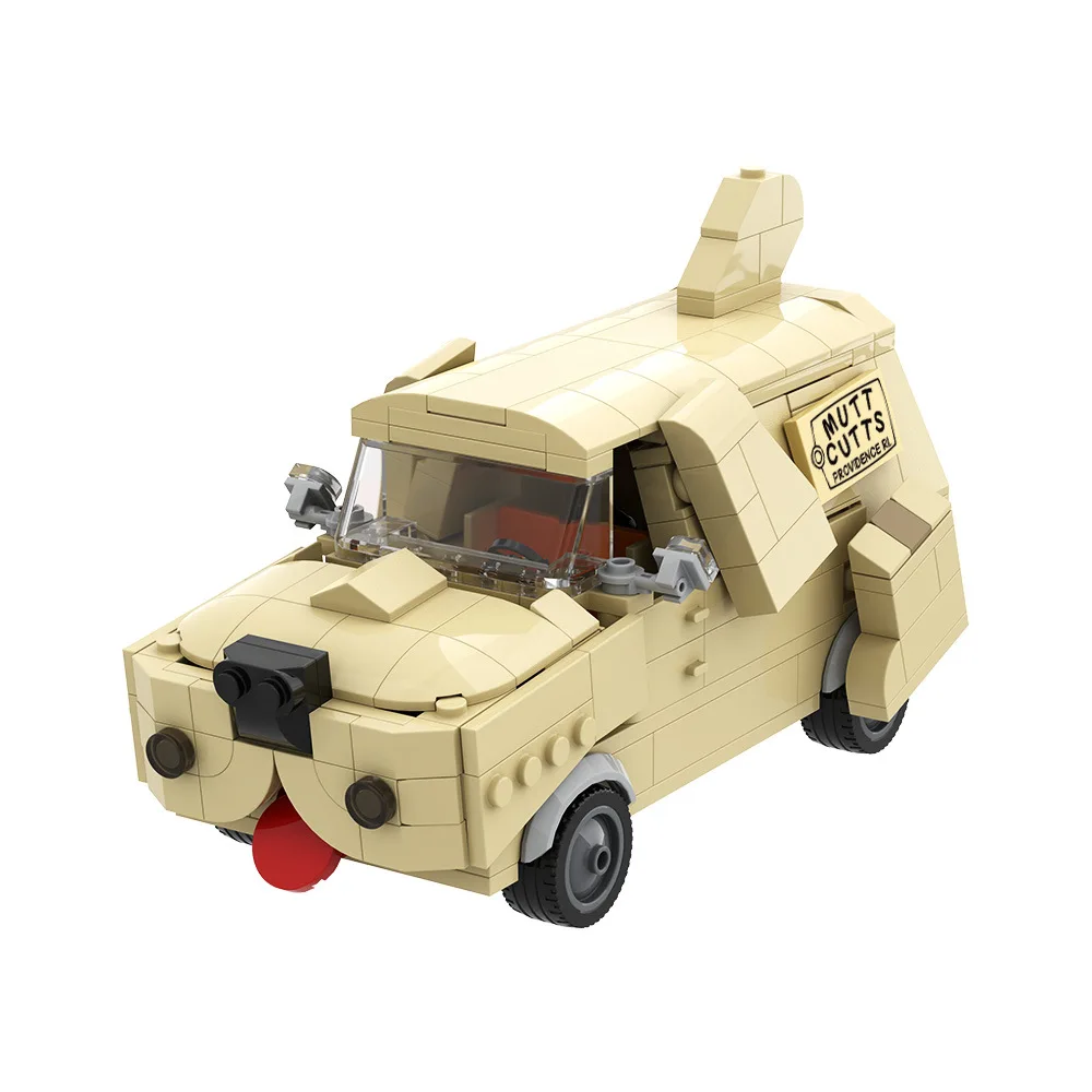 Dog van building block model, American comedy movie male lead's car, assembled brick toy, a birthday gift for silly fans