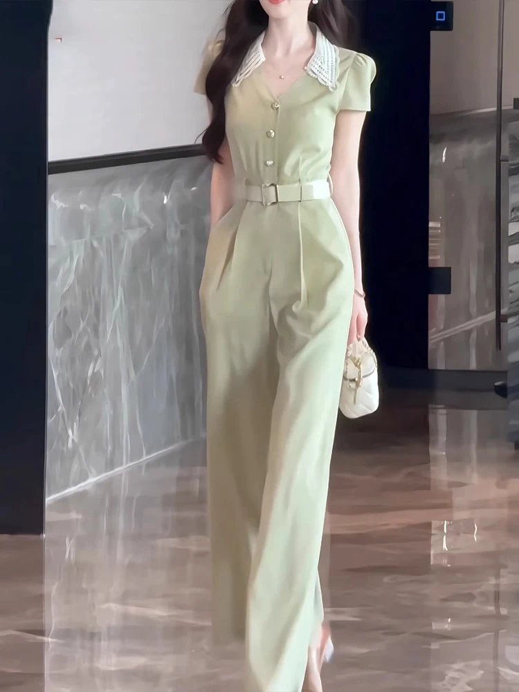 Ele taille haute pantalon femme Faion été nouveau décontracté minceur jambe large pantalon coréen Sle trajet vent