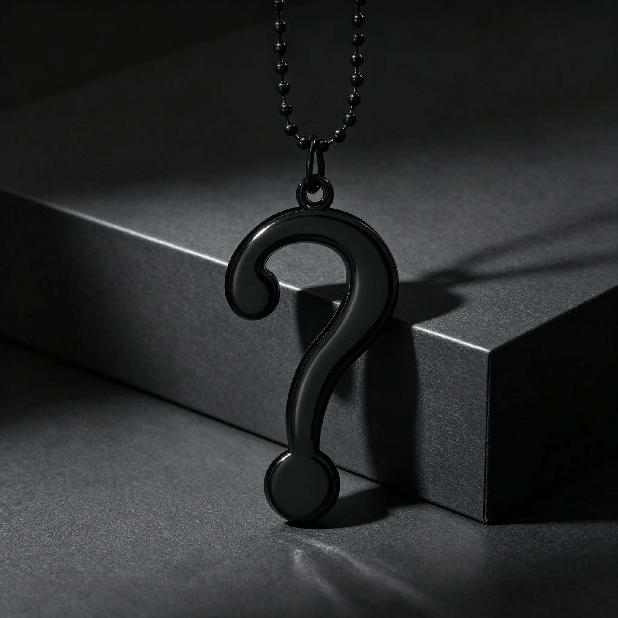 Black Question Mark Pendant Necklace for Men, Stainless Steel Beads Chain Charm Necklace, Punk Gothic Trendy Jewelry Gift