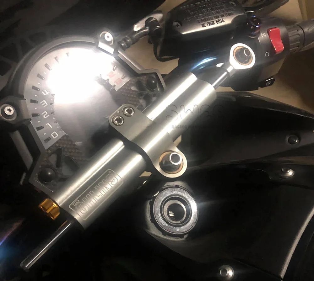 อุปกรณ์ดัดแปลงแดมเปอร์รถจักรยานยนต์สากล 258/373 มม. โคลงพวงมาลัยสําหรับฮอนด้าคาวาซากิยามาฮ่าท่อคู่แดมเปอร์