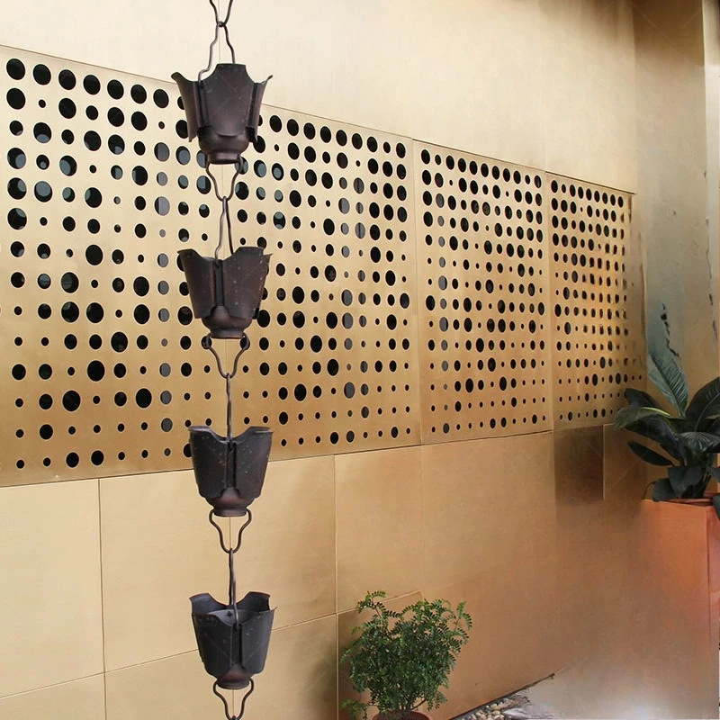 Japanese building rain chain double layer flower cup pure copper drainage rain chain
