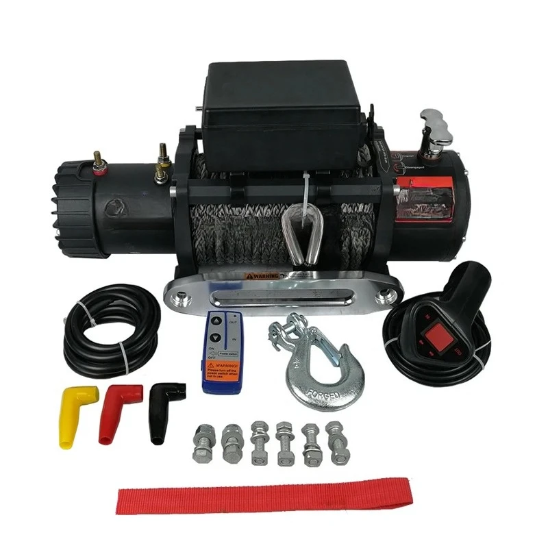 12000lbs Truck Electric Winch Car 4x4 Wired/Wireless Control Synthetic Rope Electric Winch 12/24 Volts