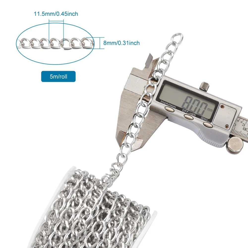 PandaHall 5m/Rolle Aluminium Unverschweißte Panzerkette, Golden 11,5x8x1,8mm Leichtgewicht für DIY Halsketten Armbänder Schmuckherstellung Handwerk – Detail 15