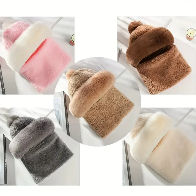 Plush and Soft Winter Brimless Ear Protection Jumpsuit Scarf, Women's Thick Warm Riding Hat