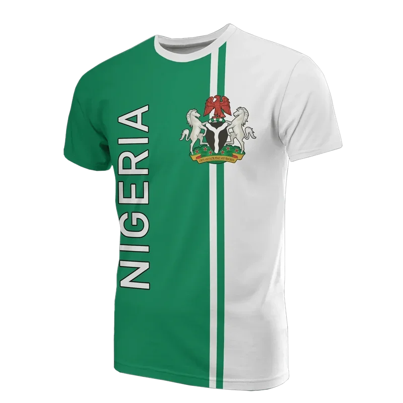 Nigeria Coat Of Arms T-shirt For Men Summer 3D Printed Oversized T Shirt Casual Tops Street Sports Short Sleeved Round Neck Tees