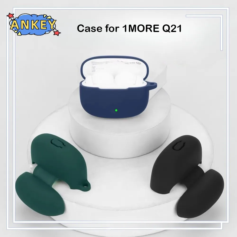 Case for 1MORE Q21 Case Earphones Premium Silicone Cover Shockproof Accessible Charging Port with hook