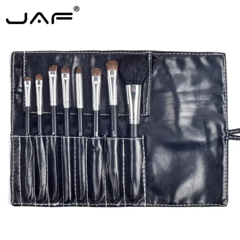 JAFプロフェッショナル8本セットメイクブラシセット収納袋付きソフトアニマルヘアパウダーアイシャドウブラシ brochas maquillaje